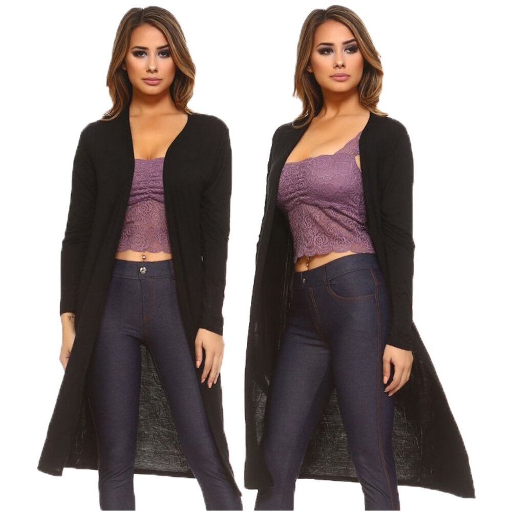 NEW with tags Classic Open Front long Cardigan black lightweight